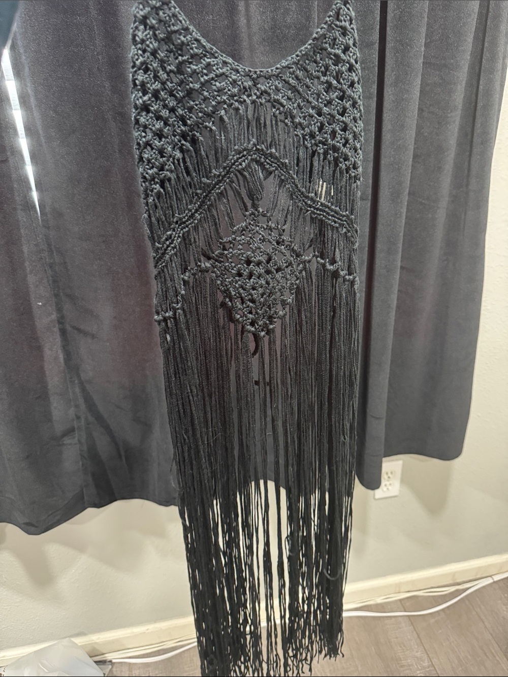 SHEIN Black Crochet Fringe Tank Top - Picture 2 of 3